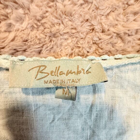 Bellambra Mint Green Linen Shift Dress Embroider Lace Trim M Made in Italy - Picture 5 of 10